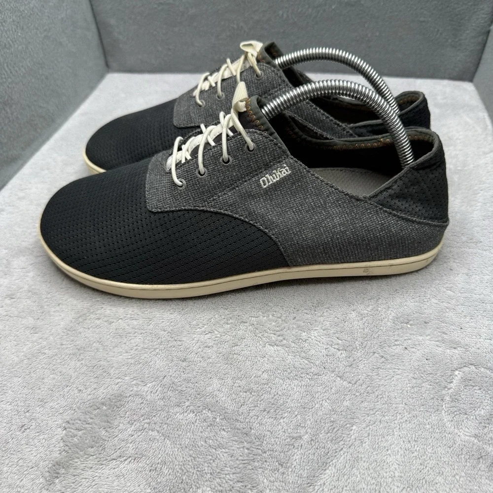 OluKai Nohea Moku Men's Size 9 Black Gray No Tie Boat Water Shoes 10283